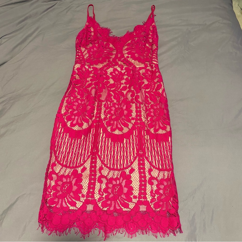 Akira Pink Lace Dress